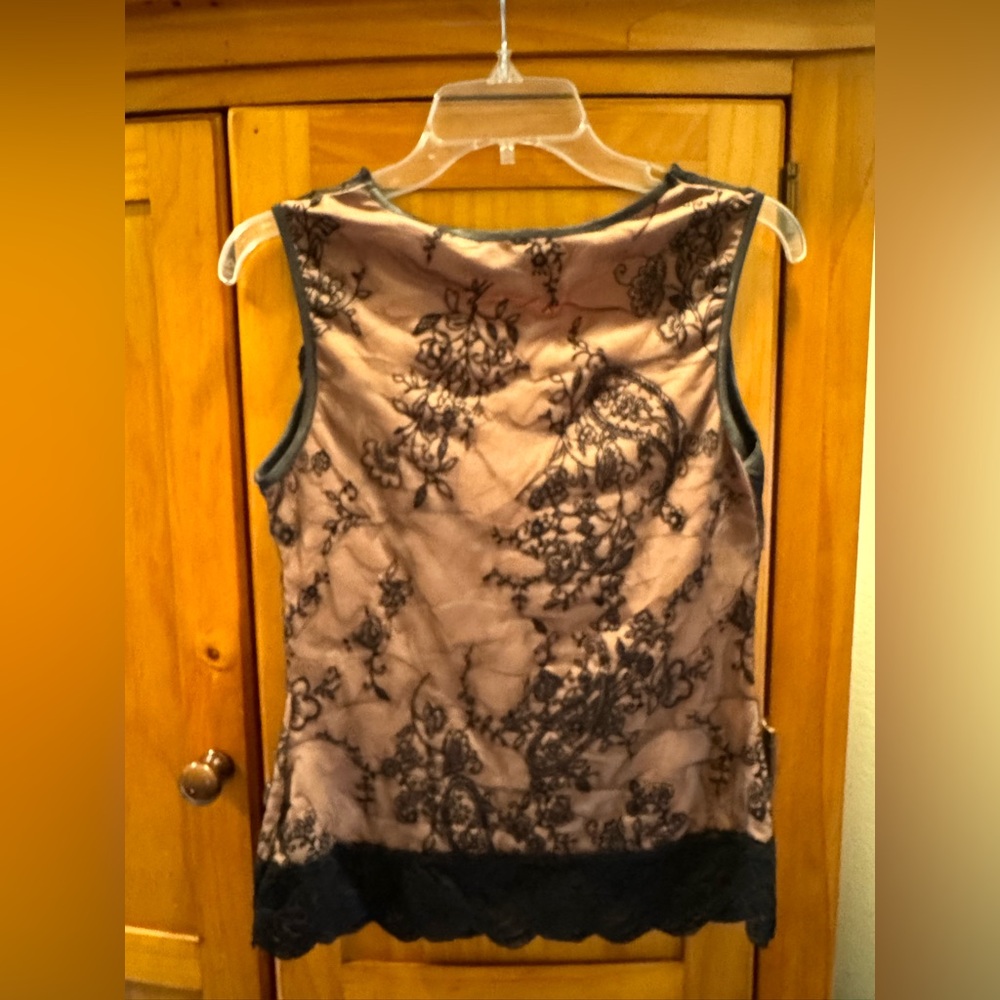 Hillard & Hanson Black & Cinnamon Sleeveless Bustier Style Tank Top - Picture 4 of 13